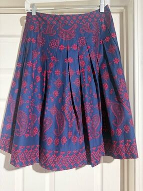 NEW W TAGS Talbots Women’s Navy and Red Printed Pleated Skirt